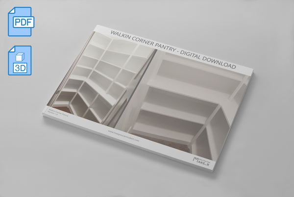 Walk-in Corner Pantry Woodworking Project Plan With 3D SketchUp Model - DIGITAL DOWNLOAD