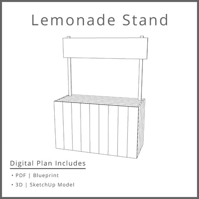 Lemonade Stand Woodworking Project Plan and 3D SketchUp Model - DIGITAL DOWNLOAD