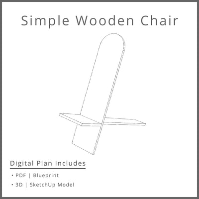 Simple Wooden Chair Plan Woodworking Project Plan and 3D SketchUp Model - DIGITAL DOWNLOAD