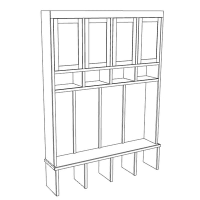 Wall Mudroom With Storage and Cubbies Woodworking Project Plan and 3D SketchUp Model- DIGITAL DOWNLOAD
