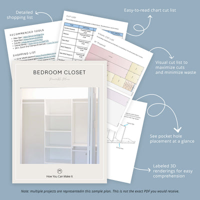 Corner Bedroom Closet With Storage and Cubbies Woodworking Project Plan and 3D SketchUp Model - DIGITAL DOWNLOAD