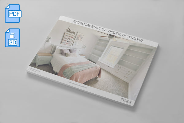 Bedroom Built-in With Window Seat Desk, Dresser, Drawers and Bookshelves - DIGITAL DOWNLOAD