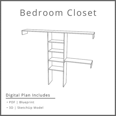 Bedroom Closet Printable Plans that Include 3D SketchUp Model