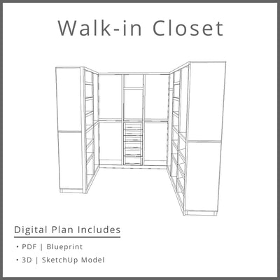 Walk-in Primary Bedroom Closet With Drawers and Storage - DIGITAL DOWNLOAD
